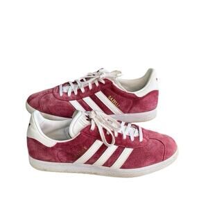 Adidas Gazelle Shoes Burgundy White Athletic Casual Sneakers Men’s 9 Womens10.5